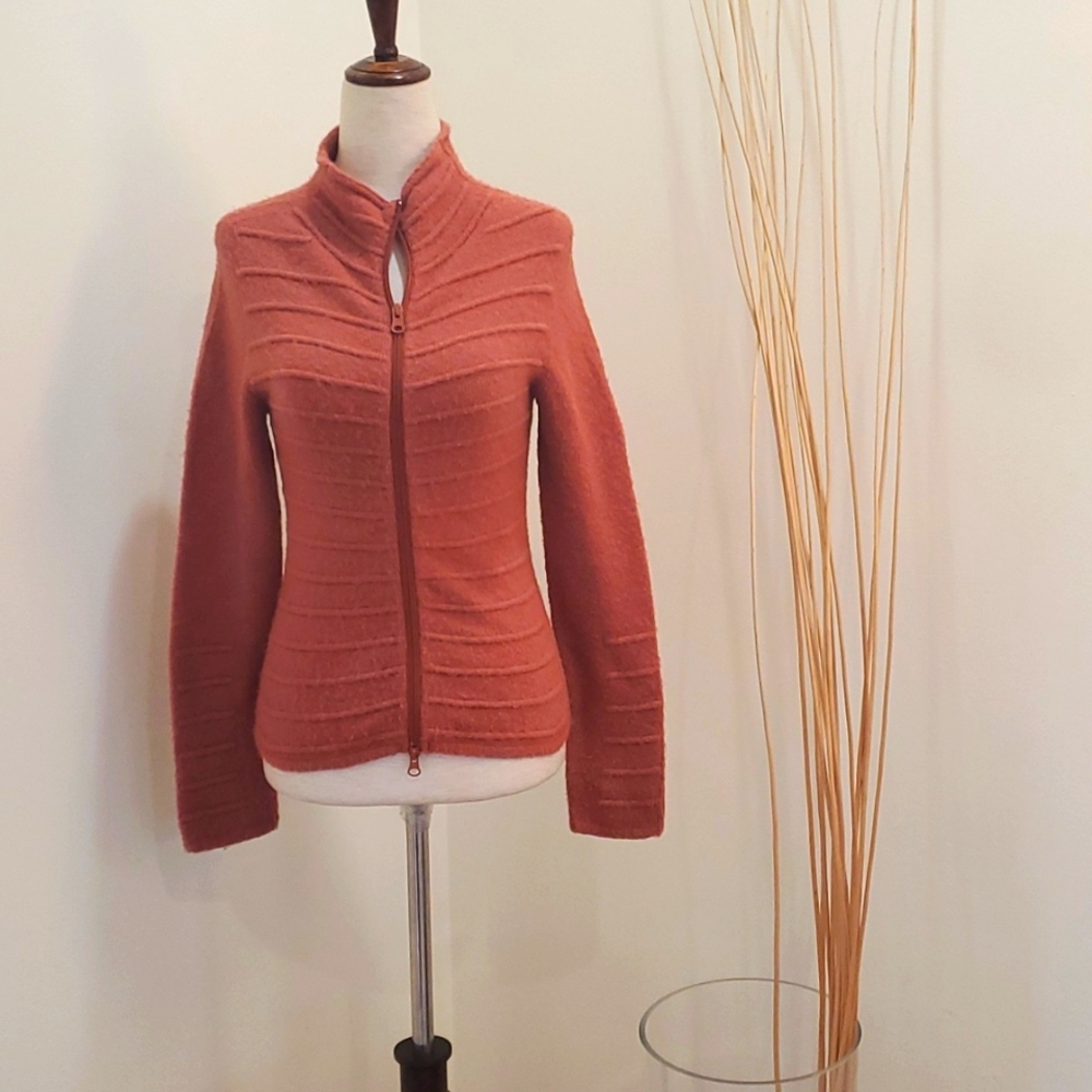 Brand (ethic) Burnt Orange Wool Blend Zip-Up Cardigan Size S/M